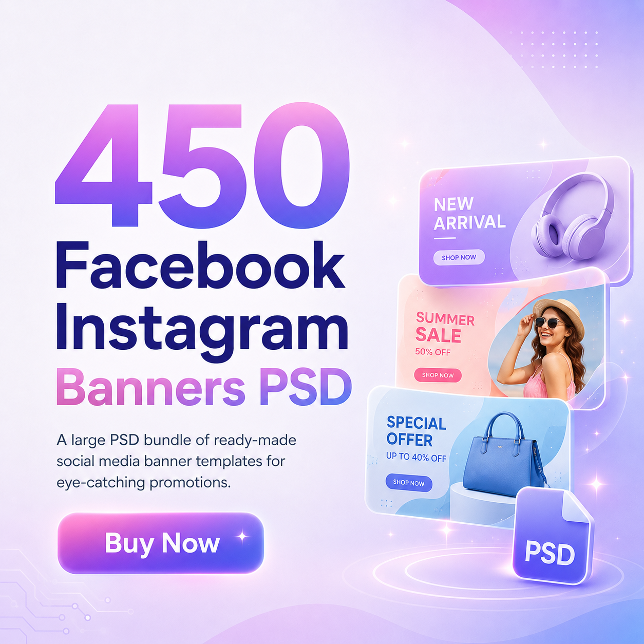 450 Facebook & Instagram Banners PSD